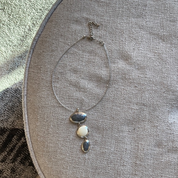 Eye-catching Grey Cream Silver-toned Necklace 2/$10 - Picture 2 of 2